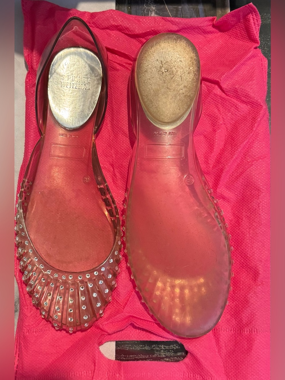 Stuart Weitzman Cinderella Clear Jelly Flats 38  7-7.5